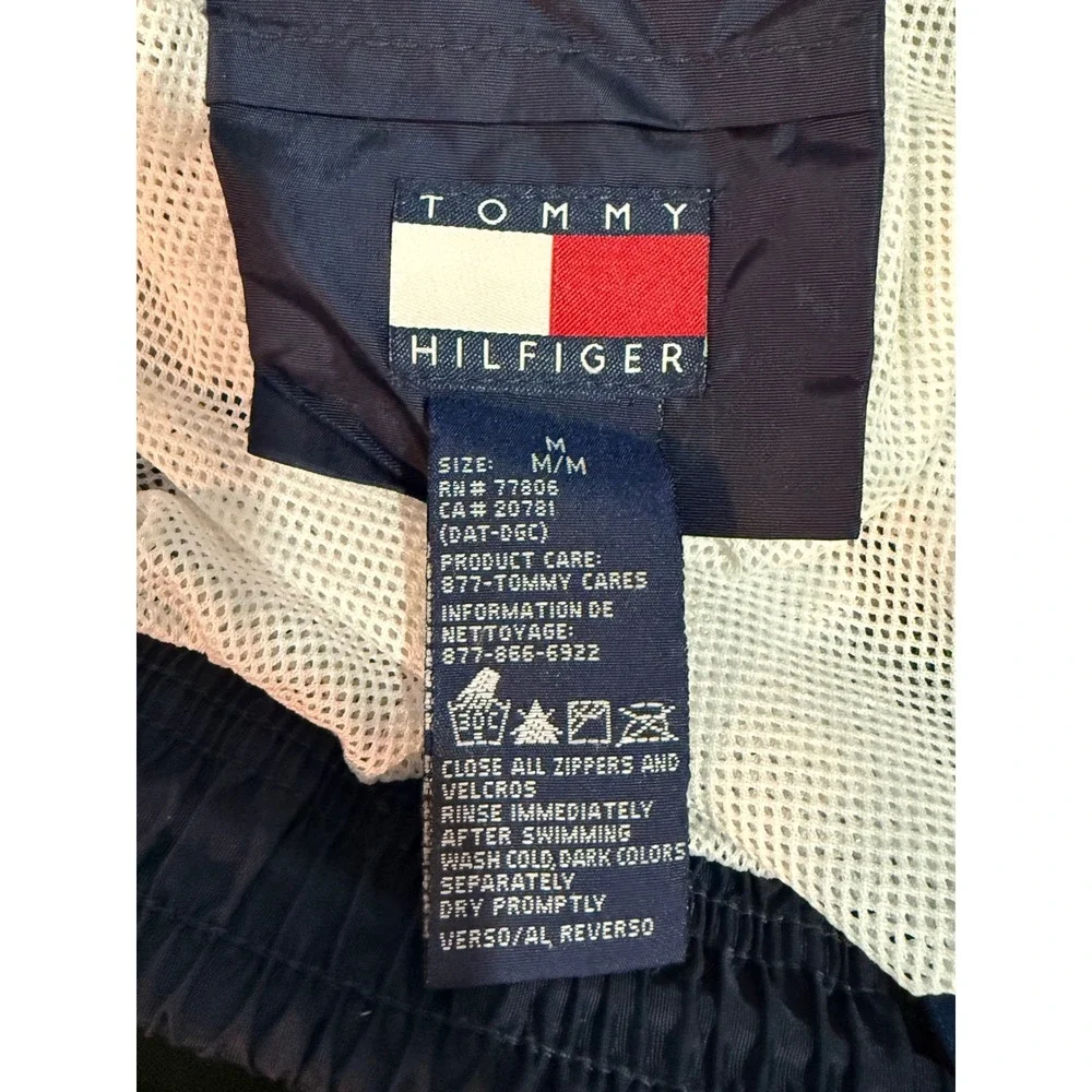 VTG Y2K Tommy Hilfiger Swim Trunks Mens M Green Tropical Bathing Suit Shorts 90s